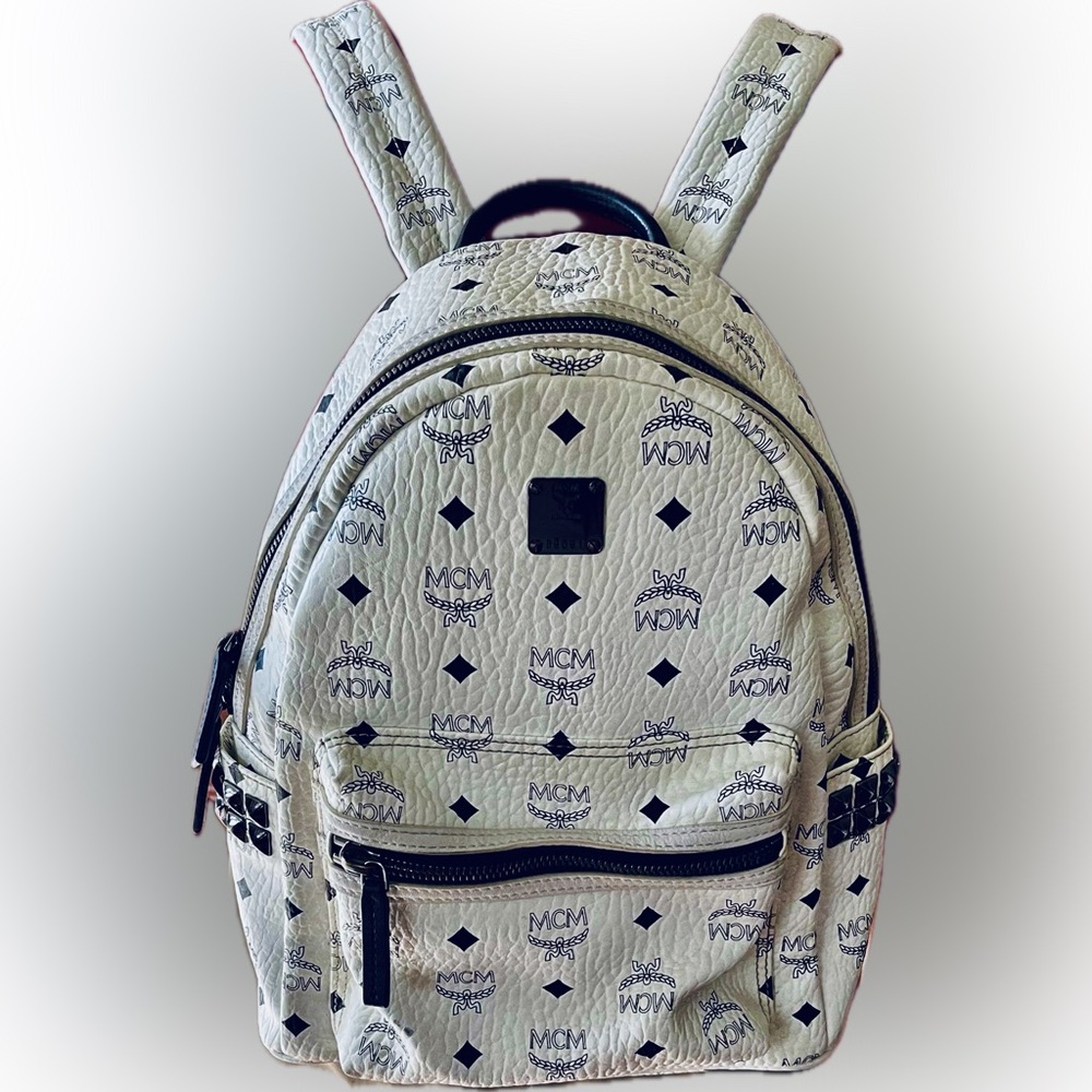 Mcm Cream Backpack With Black Pattern - image 1